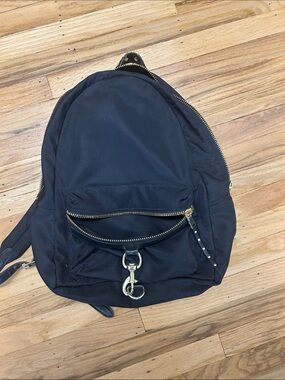Rebecca Minkoff Black Backpack with Gold Hardware and Front Clasp